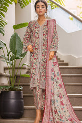 Bin Saeed Stitched 3 Piece Open Front Cutwork Kari Suit-SM-2116-Skin