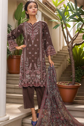 Bin Saeed Stitched 3 Piece Plain Lawn Vol-01 Collection'2025-LF-2279-A Brown