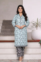 Bin Saeed Stitched 2 Piece Co Ords Cotton Vol-03 Suit-WC-2469-Ferozi