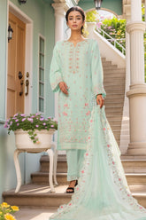 Bin Saeed Stitched 3 Piece Luxury Emb Chiffon Suit-RTSC-1551-Mint