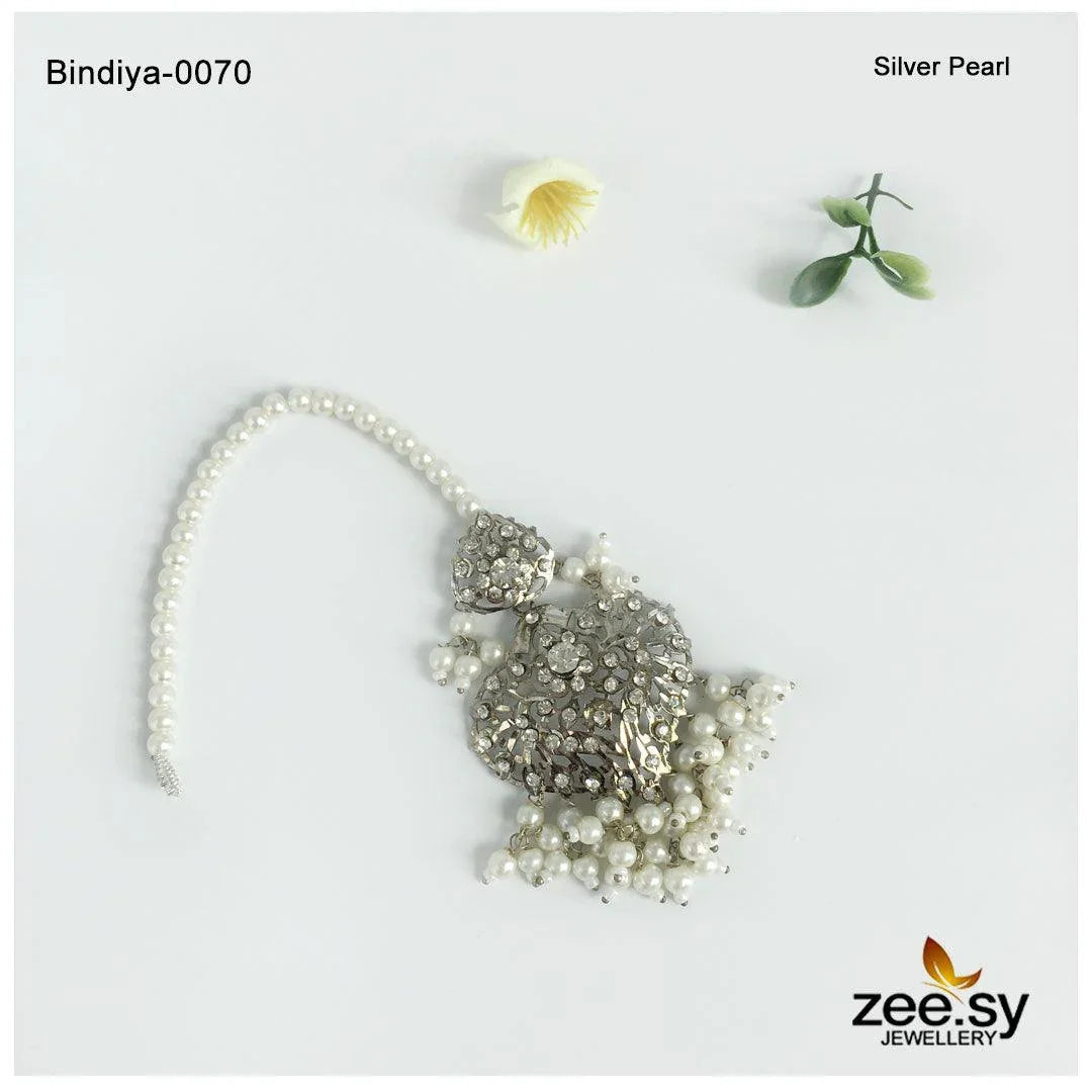 Bindiya-0070 Silver Pearl - Zeesy Jewellery