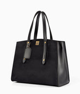 RTW Creation - Black suede multi compartment satchel bag