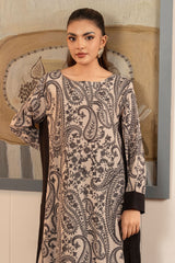 Zebaish By Stitch Vibes Stitched Shirts Suit-Black Paisley Long Shirt