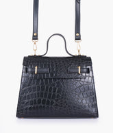 RTW Creation - Black crocodile cross-body bag with top-handle