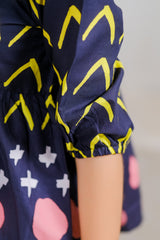 Sprinkles Stitched 1 Piece Summer Shirts Kids Collection'2025-Bright Chevron & Dot Dress