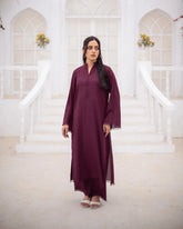 Zauk Stitched Co Ords Solids Set Suit-Burgundy