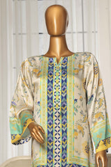Sada Bahar Stitched 2 Piece Silk Printed Suit-C2-18-Yellow & White