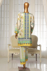Sada Bahar Stitched 2 Piece Silk Printed Suit-C2-18-Yellow & White