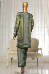 Sada Bahar Stitched 2 Piece Silk Printed Suit-C2-19-Kai Green