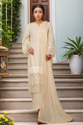 Sada Bahar Stitched 3 Piece Solid Luxury Emb Chikankari Suit-CK2-CREAM