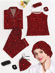 Studio By Arj Eshaal Omani Dreams Nightwear – Ultimate Comfort for Restful Nights Silky Finish Night Dress For Women and Girls 7 Piece Night Wear Women's Pajama Sets