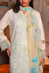 Chameli Studio Cream Blossom 3 Piece Unstitched Embroidered Cotton Lawn