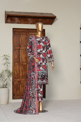 Sumi Stitched 3 Piece Embroidered & Printed Suit-CPE-01-Red