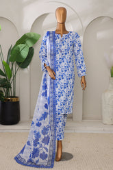 Sumi Stitched 3 Piece Intermix Printed Cambric Collection'2025-CPl-07-Blue