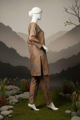 Doriya Luxe By Almeerah Stitched 2 Piece Premium Bana Dora Lawn Collection'2025-Caramel Brown Luxe