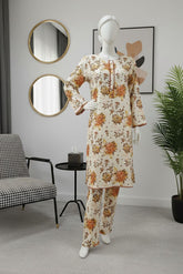 Lush Aura By Almeerah Stitched 2 Piece Premium Bana Dora Lawn Collection'2025-Caramel Glow Dusk