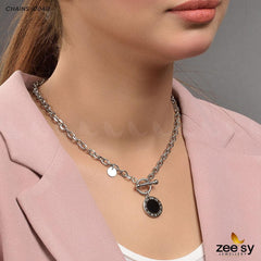 Chains-0049 Silver Black - Zeesy Jewellery