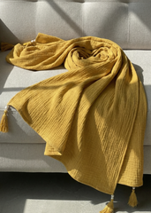 Nairah Crinkle Chiffon Dupatta Wrap-Yellow Dupatta