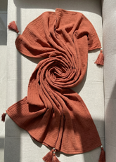 Nairah Crinkle Chiffon Dupatta Wrap-Rust Dupatta