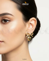 Charming Puffed Heart Bow Drops - Zeesy Jewellery
