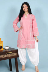Urban Cut Stitched Emb Co Ord Cotton Suit-C0293