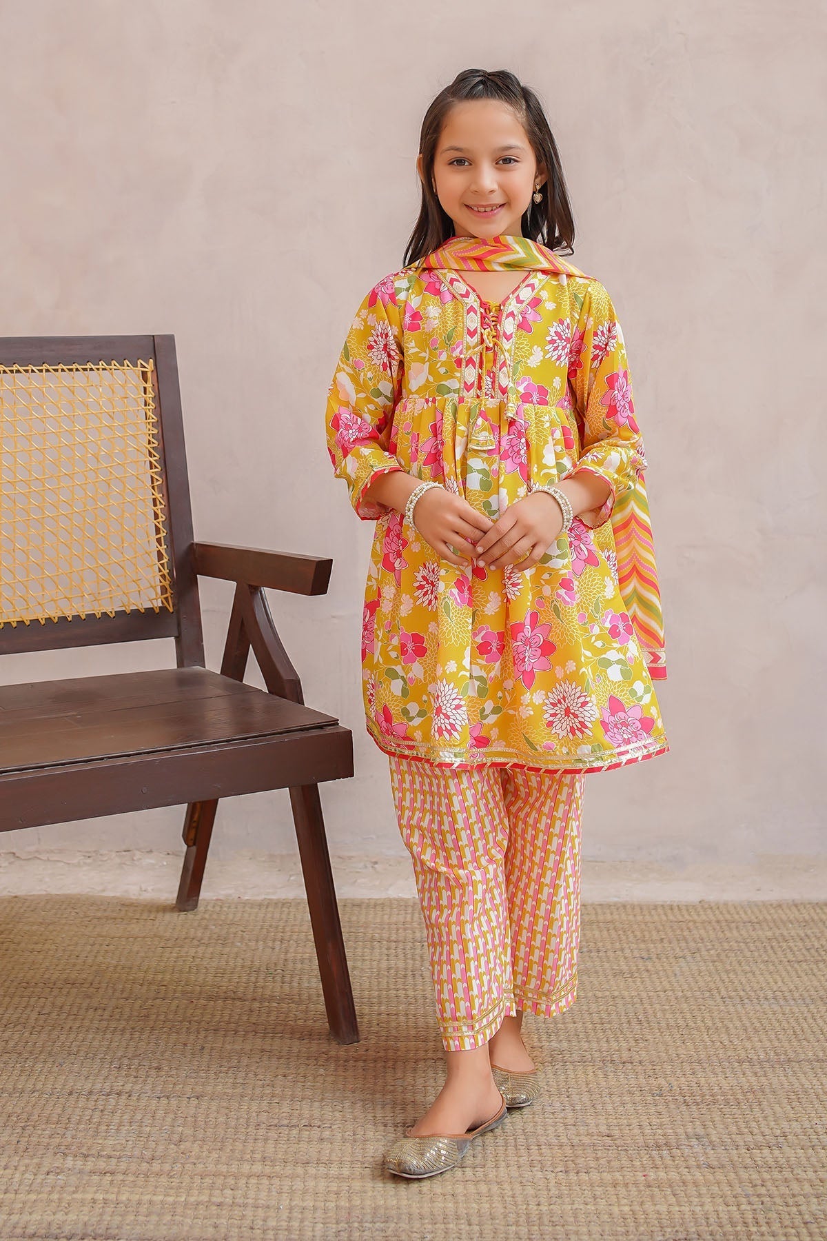 Chiffon Embroidered 3 Pc Suit - Explore our kids and Eid collections. Elegant, stylish, and perfect for festive celebrations.