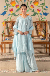 Chiffon Embroidered 3 Pc Suit - Wear Ochre