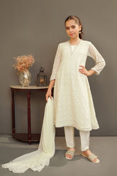 Chiffon Embroidered 3 Pc Suit - Wear Ochre