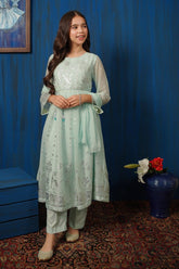 Chiffon Foil Printed 3 Pc Suit - Wear Ochre