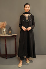 Chiffon Hand Adda Work 3 Pc Suit - Wear Ochre