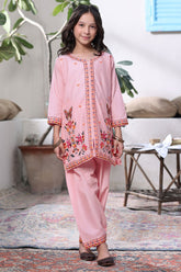 Fresh Bird Stitched 2 Piece Emb Festive Summer Kids Suit-Clara
