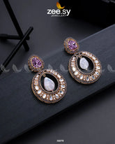 Cluster Zircons Earrings Purple - Zeesy Jewellery