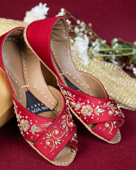 On Your Feets Emb Khussa-Royal Red