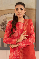 Zebaish By Stitch Vibes Stitched 3 Piece Dress Suit-Coral Dress