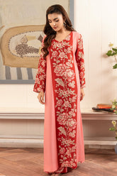 Zebaish By Stitch Vibes Stitched 2 Piece Dress Suit-Coral Pink Dress