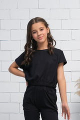 Sprinkles Stitched 1 Piece Summer Shirts Kids Collection'2025-Black - Crop Basic Tee - Jersey