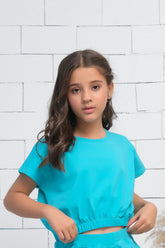 Sprinkles Stitched 1 Piece Summer Shirts Kids Collection'2025-Blue - Crop Basic Tee - Jersey