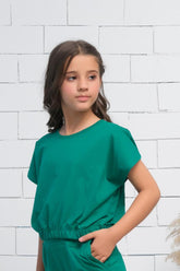 Sprinkles Stitched 1 Piece Summer Shirts Kids Collection'2025-Green - Crop Basic Tee - Jersey
