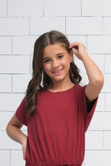 Sprinkles Stitched 1 Piece Summer Shirts Kids Collection'2025-Maroon - Crop Basic Tee - Jersey