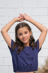 Sprinkles Stitched 1 Piece Summer Shirts Kids Collection'2025-Navy - Crop Basic Tee - Jersey