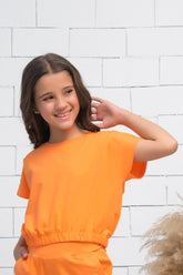 Sprinkles Stitched 1 Piece Summer Shirts Kids Collection'2025-Orange - Crop Basic Tee - Jersey