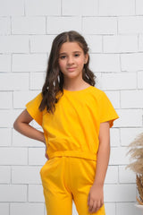 Sprinkles Stitched 1 Piece Summer Shirts Kids Collection'2025-Yellow - Crop Basic Tee - Jersey