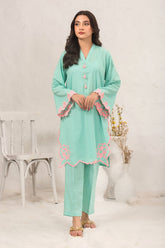 Graceful Cotton Embroidered 2-piece suit for women, featuring intricate embroidery details that add a touch of elegance and sophistication to your wardrobe.