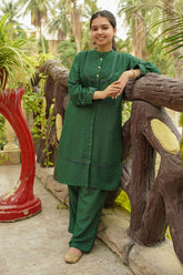 Step into Style with Our Cotton Karandi 2-Pc Suit: A Perfect Fusion of Comfort and Elegance, Tailored for Every Occasion, Day or Night, Effortlessly Chic.