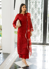 Sardinia Unstitched 3 Piece Lawn Collection-Crimson Bloom - Maimoona Rashad