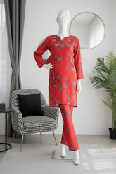 Lush Aura By Almeerah Stitched 2 Piece Premium Bana Dora Lawn Collection'2025-Crimson Bloom Muse