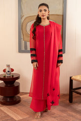 Zebaish By Stitch Vibes Stitched 4 Piece Dress Suit-Crimson Eclipse Dress