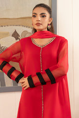 Zebaish By Stitch Vibes Stitched 4 Piece Dress Suit-Crimson Eclipse Dress