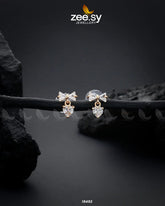 Crystal Bow Stud Earrings Golden - Zeesy Jewellery