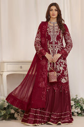 Inaya By Soghat Unstitched 3 Piece Luxury Chiffon Suit-D-01